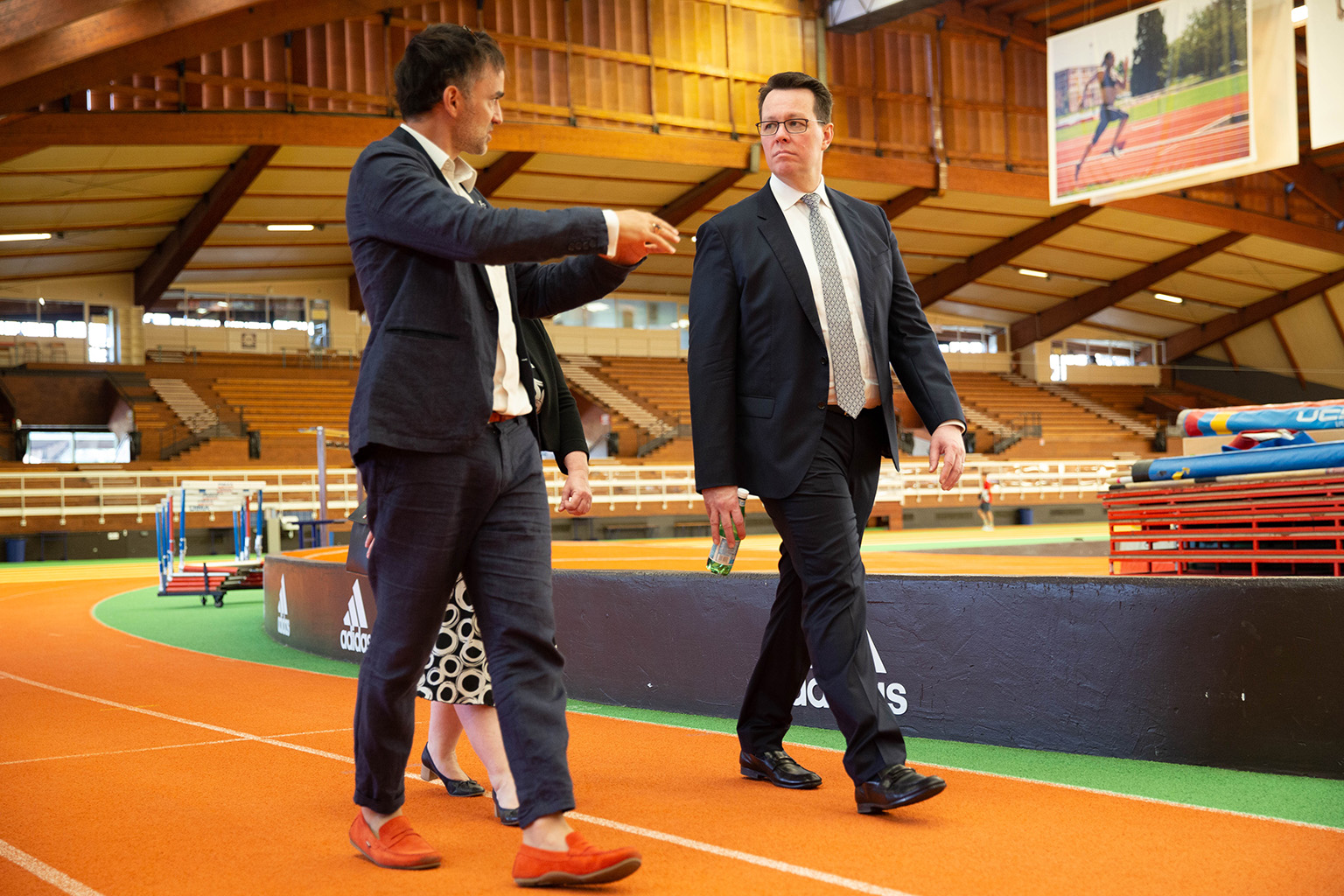 Babak Amir-Tahmasseb, the Director of International Relations and Grand INSEP Network, gives ASC CEO Kieren Perkins a tour of the INSEP national training facility in Paris.
©INSEP – Isabelle AMAUDRY