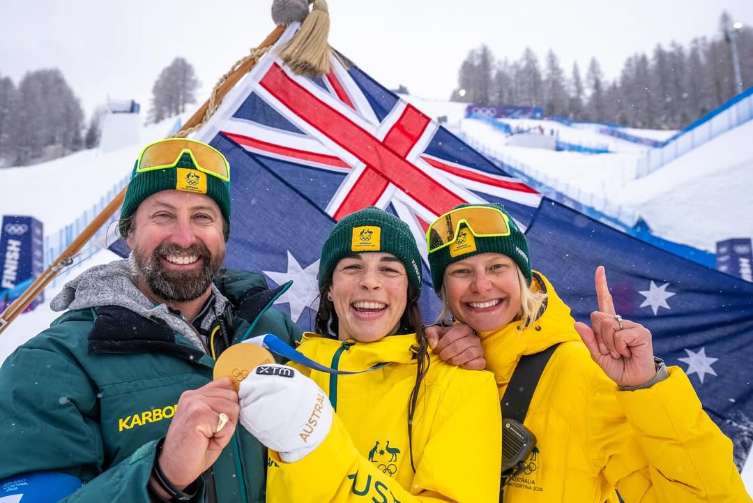 Peter McNeil, Jakara Anthony and Kate Blamey at the Winter Olympic Games