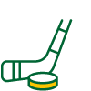 An ice hockey stick next to a puck