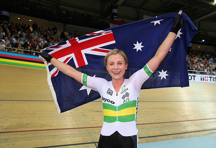 Annette Edmondson at the Track Cycling World Championships Paris 2015