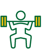 Weightlifter in a squat with a loaded barbell.