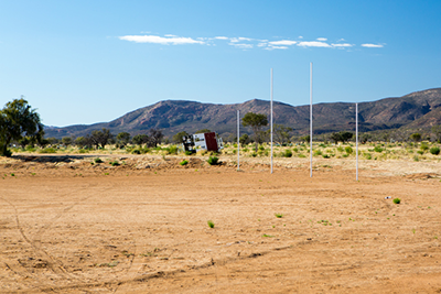 A dirt AFL oval in the Northern Territory