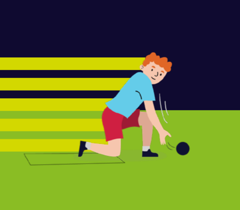 Illustration of someone playing lawn bowls