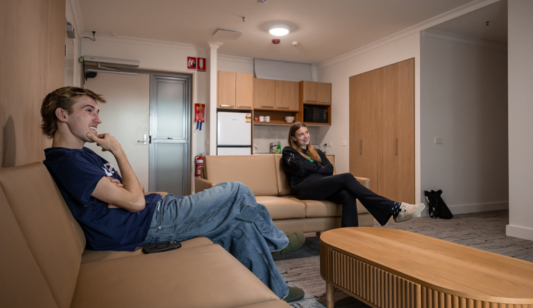 Athletes in the latitude house lounge room