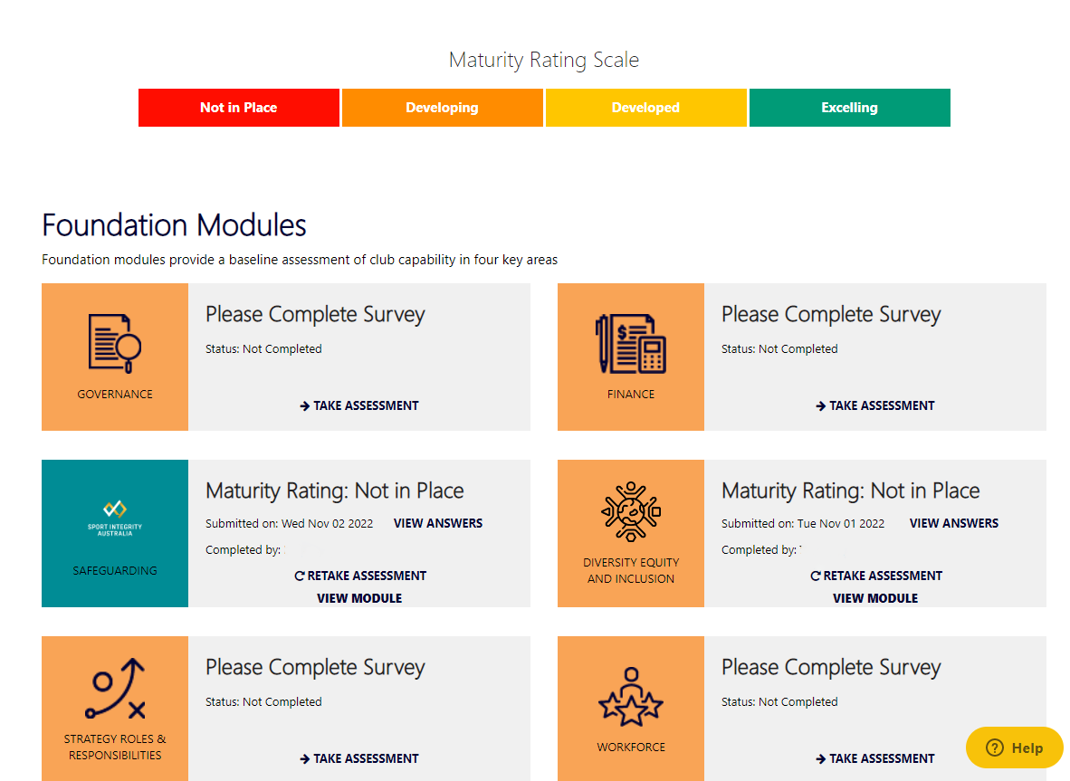 Maturity scale and foundation modules