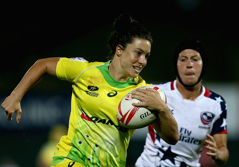 Emilee Cherry at the Rugby women's sevens series in 2016