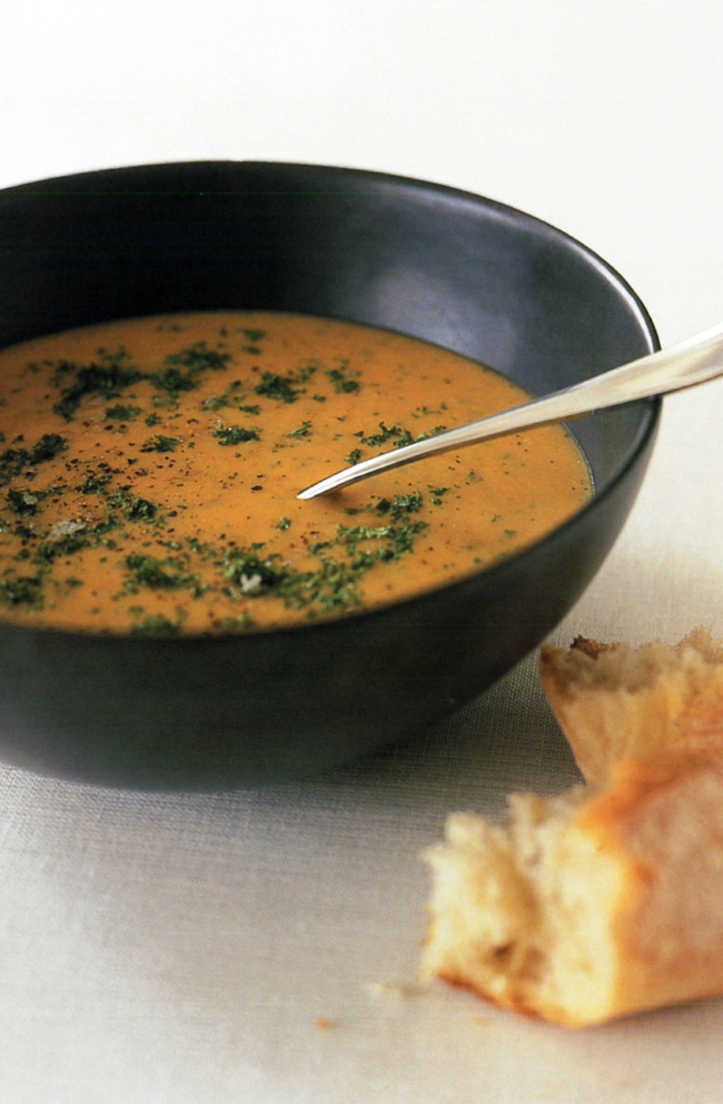 HINT: To increase the nutritional value, add 3/4 cup red lentils with the pumpkin. This also thickens the soup, so add more stock or water if necessary. This soup is best with a crusty Italian-style bread or a pull-apart loaf.