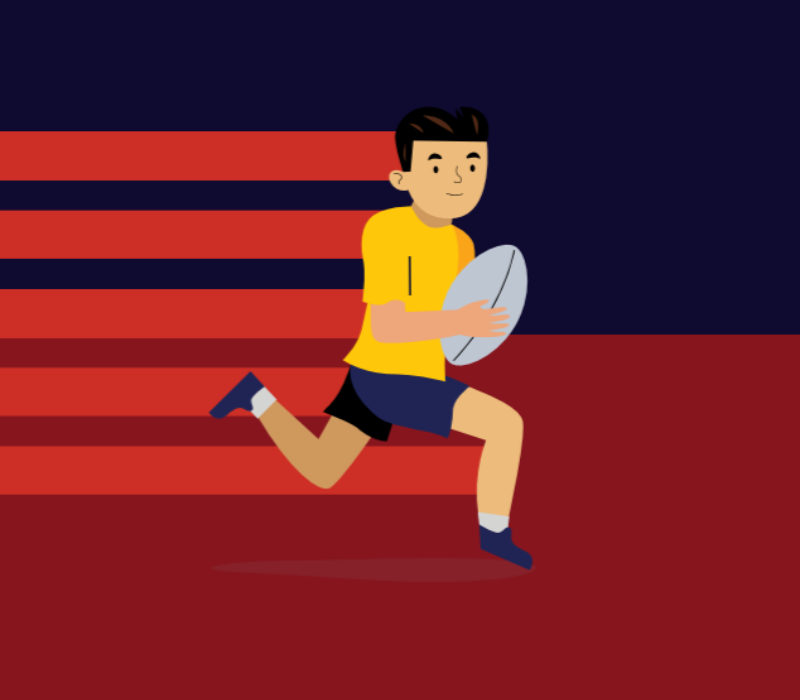 Illustration of someone playing rugby league