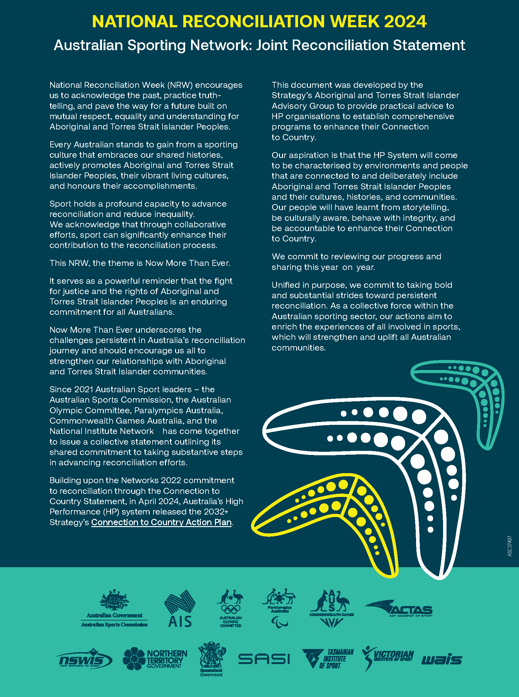 Australian Sporting Network Joint Reconciliation Statement
