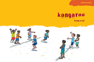 A cartoon image of kids play the traditional game of Kangaroo