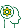 A head with a picture of a cog hovering over the brain