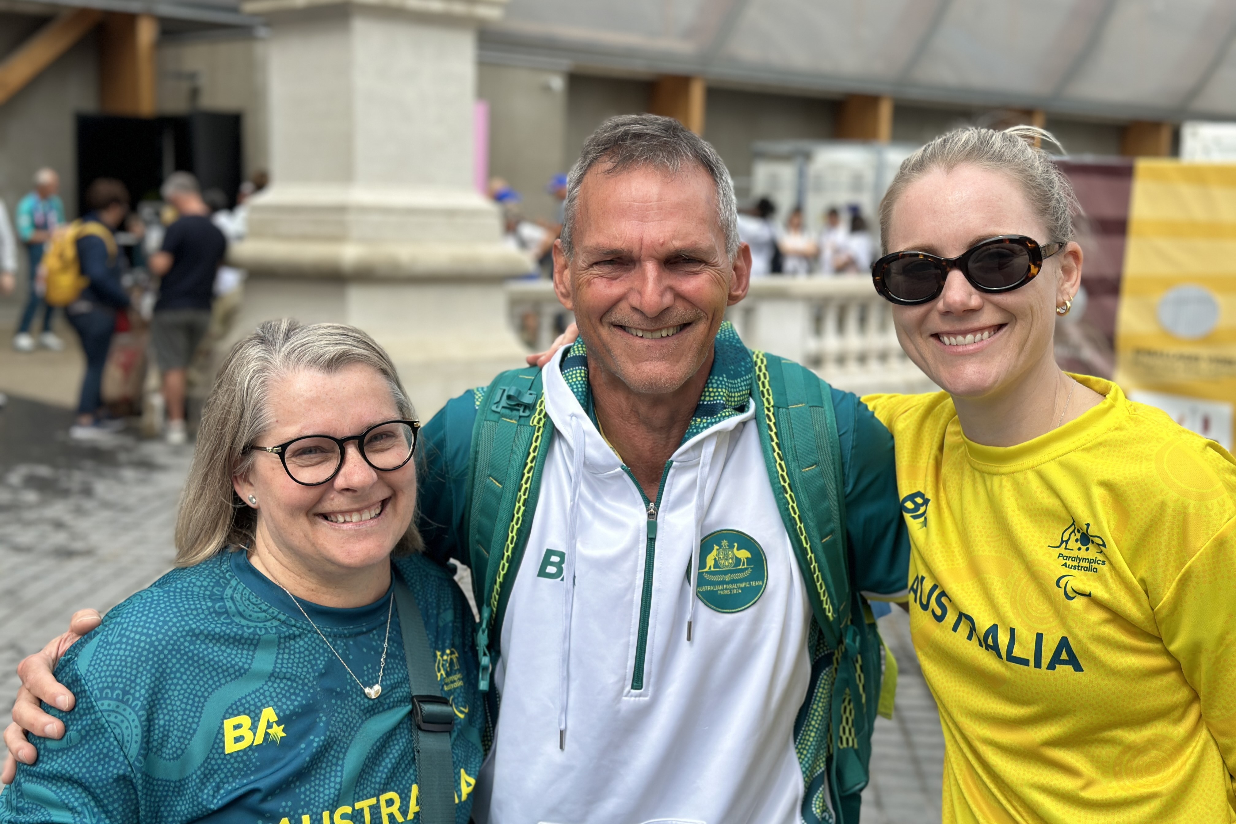 ASC's Michelle De Highden and Miranda Menaspa gathering pictured with Paul Kiteley from Paralympics Australia.