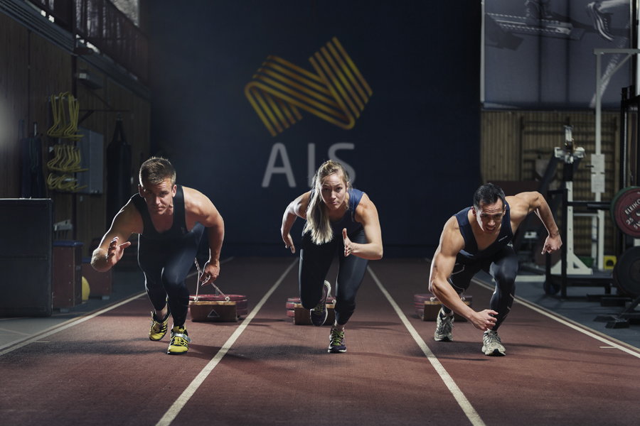 Three athletes on track