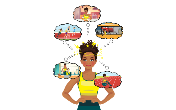 athlete thinking about all the things she needs to do