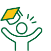 A person with a graduation hat thrown in the air