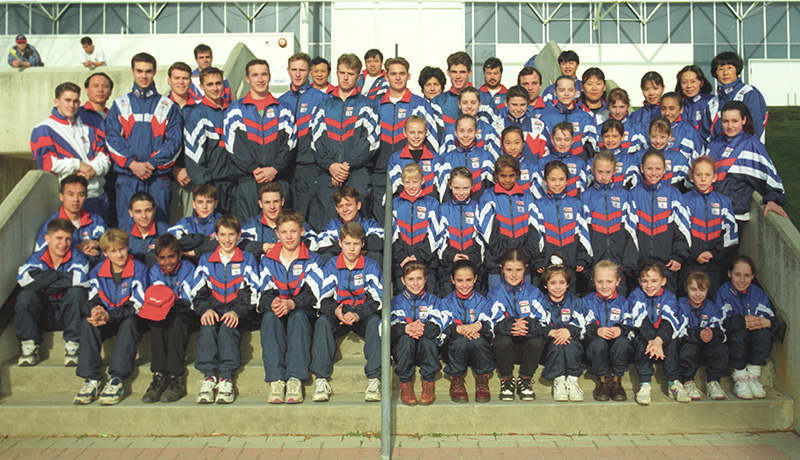 AIS Gymnastics program team photo 1995