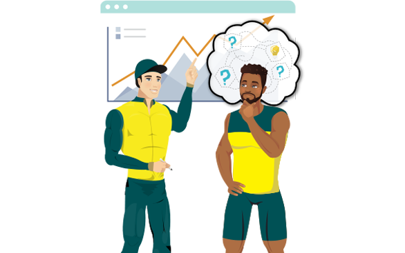 coach talking to an athlete with instructions