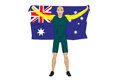 athlete with the flag