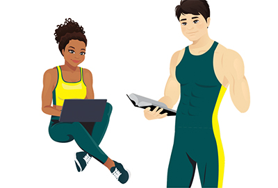 athletes with the note books