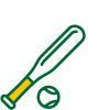 A baseball bat and ball