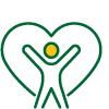 Person standing in a heart with their arms raised
