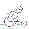 An athlete racing in a wheelchair
