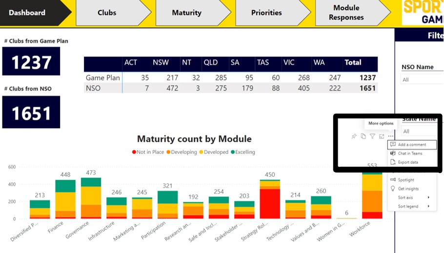 Figure 3 demonstrates how an NSO can export and download the Game Plan reports.