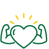 A heart flexing its arms