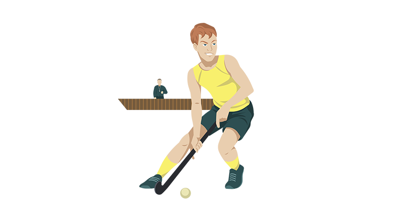 Hockey player with ball