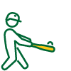 Icon of a baseball player hitting a ball
