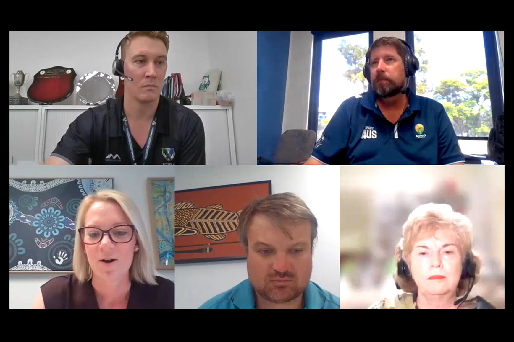 Teams meeting with five presenters on screen