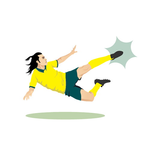 Man kicking football