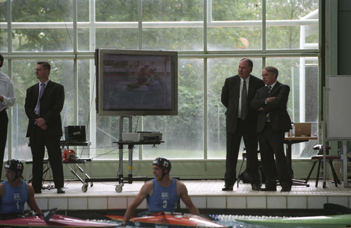 AIS Canoe Slalom launch 2004 - ASC Executive Director Mark Peters and MInister for Sport Rod Kemp