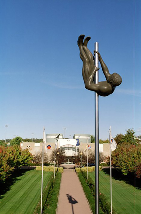AIS administration building Pole Vaulter statue 2002