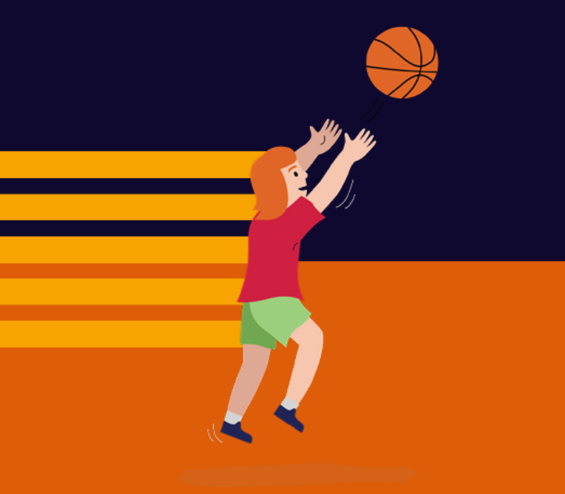 Illustration of someone playing basketball